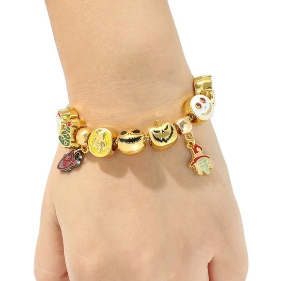 Silver Plated Gold Tone Nightmare Before Christmas Themed Charm Bracelet - Picture 5 of 5